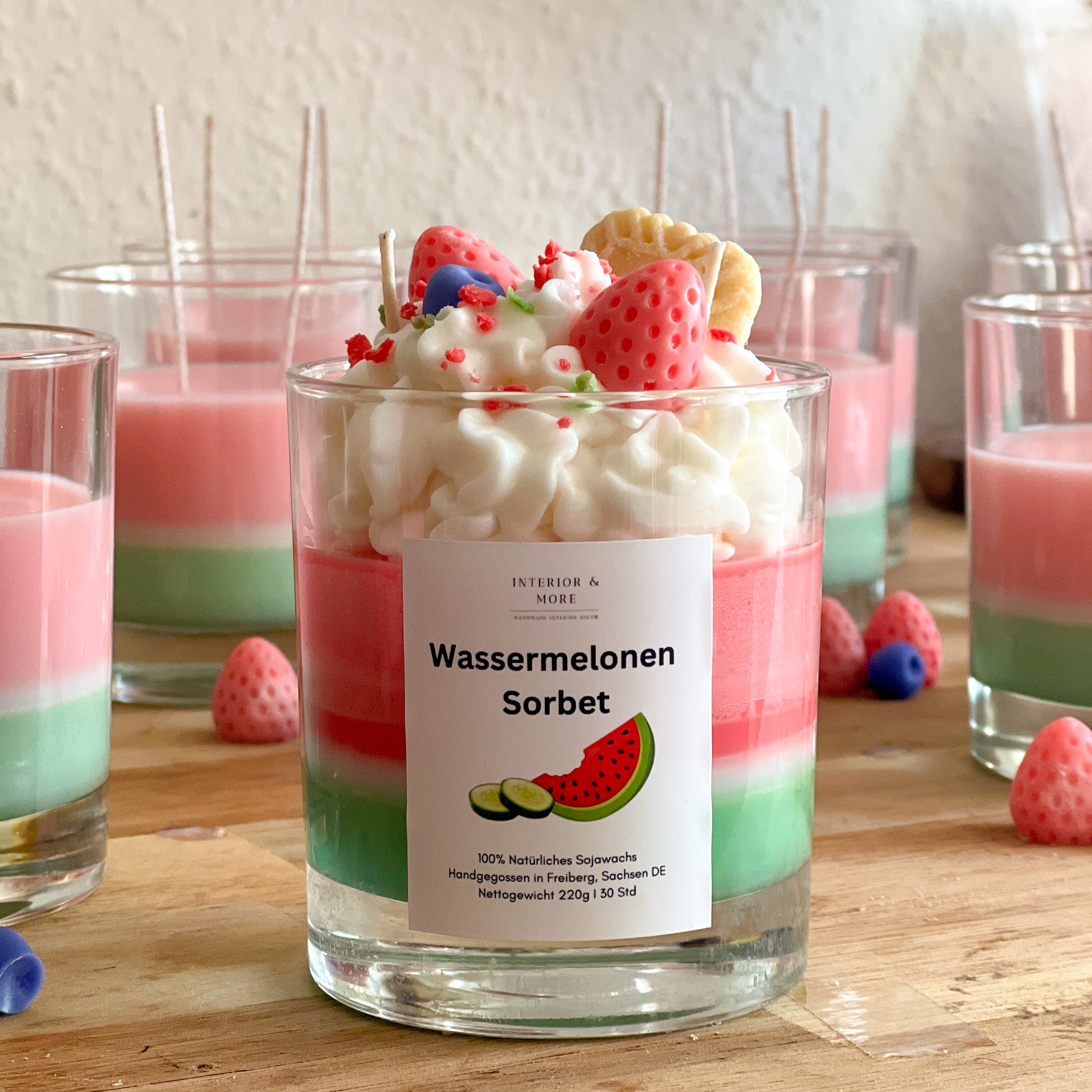 Dessertkerze Wassermelonensorbet