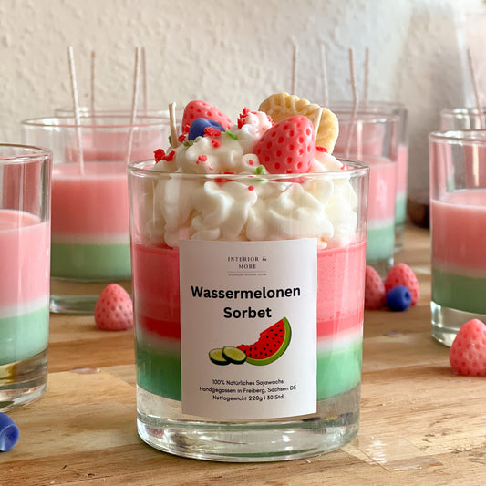 Wassermelonensorbet Dessertkerze