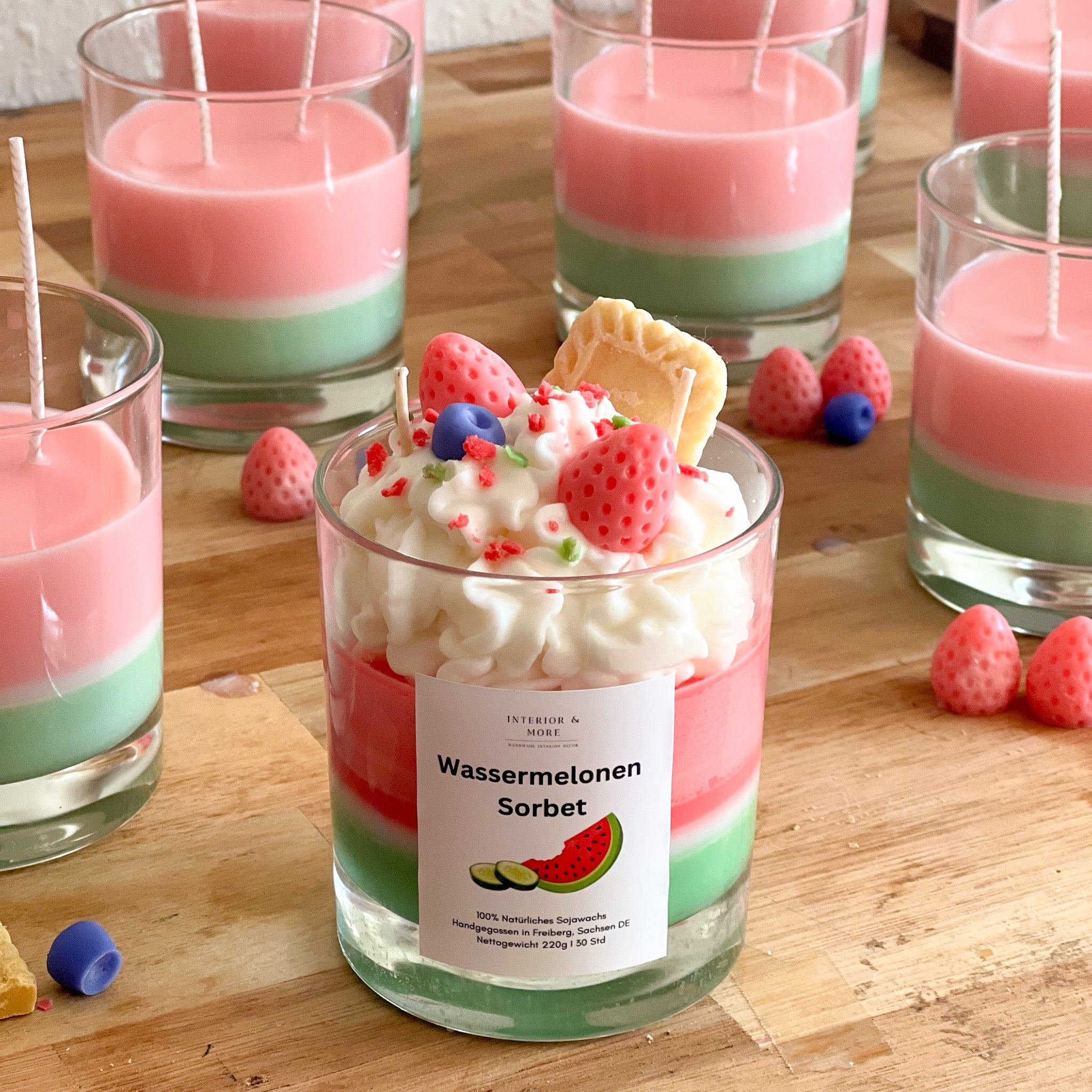 Dessertkerze Wassermelonensorbet