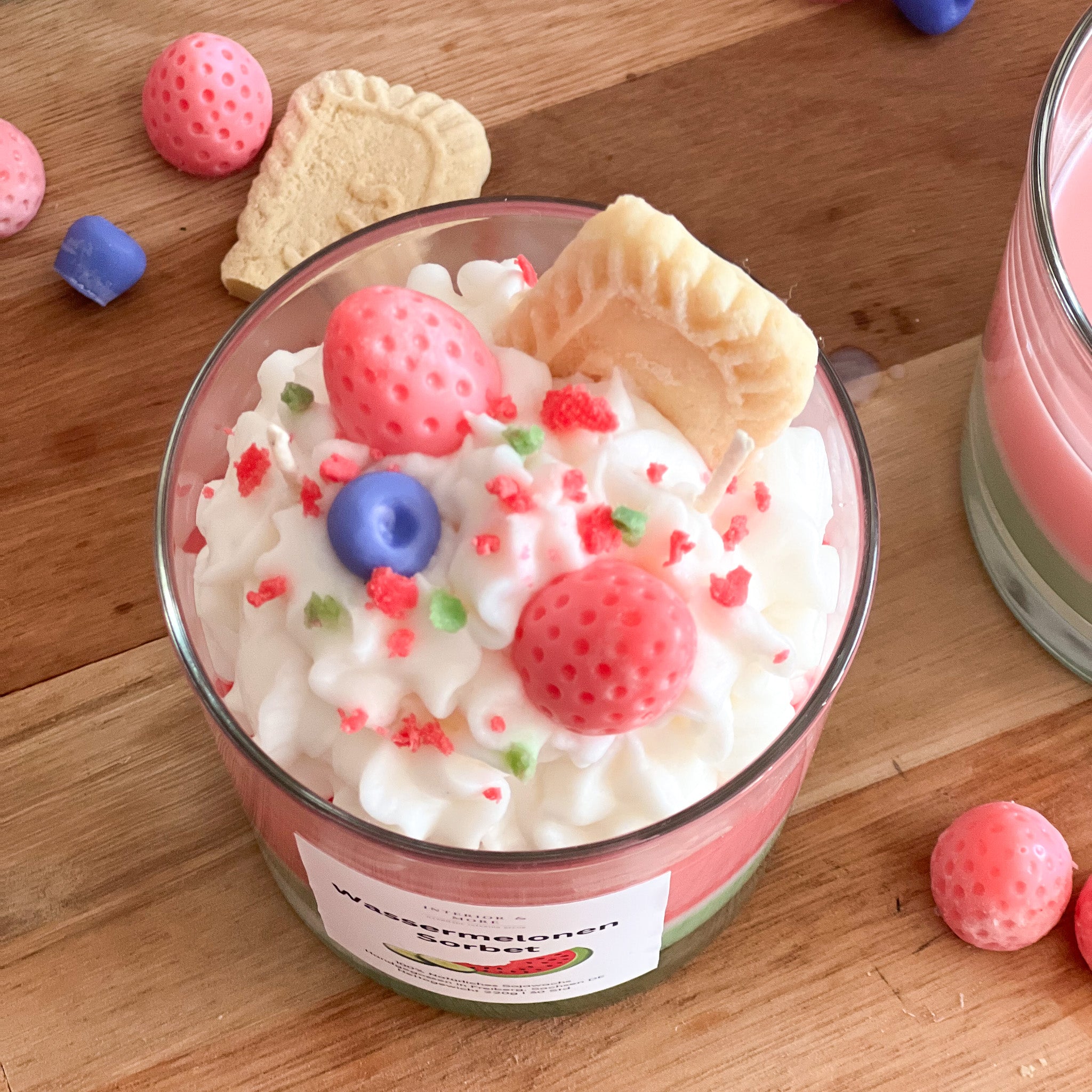 Dessertkerze Wassermelonensorbet