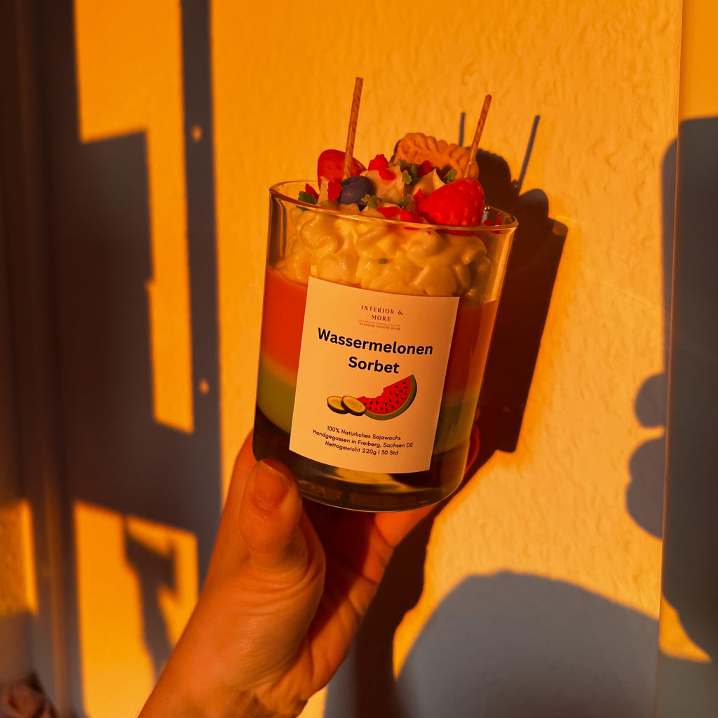 Dessertkerze Wassermelonensorbet