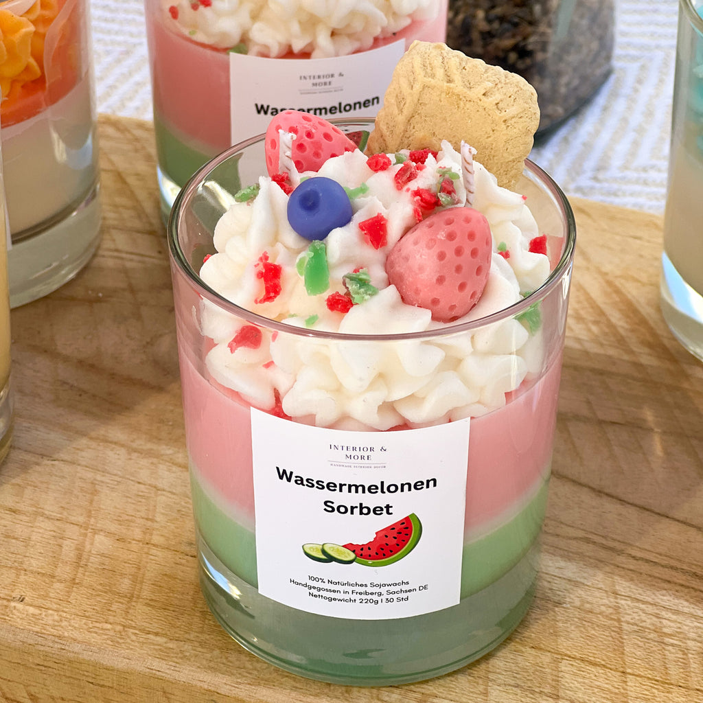 Dessertkerze Wassermelonensorbet