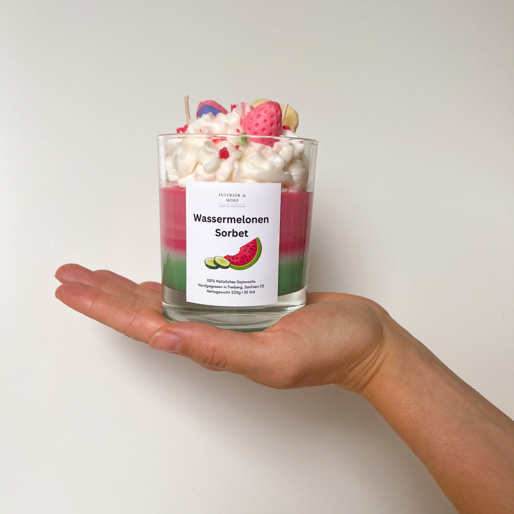 Dessertkerze Wassermelonensorbet