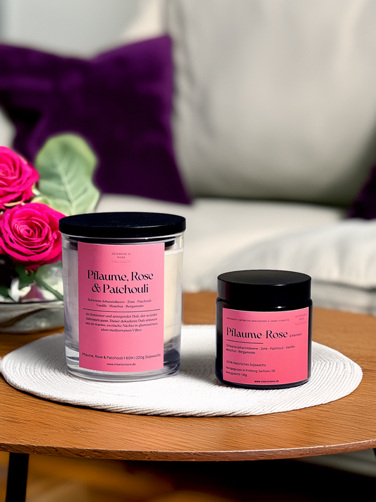 Pflaume, Rose & Patchouli Duftkerze